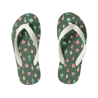 stijl kerst ornament patroon - groen kinder teenslippers