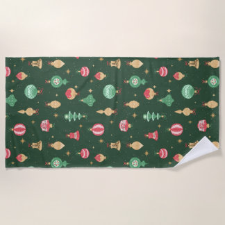 stijl kerst ornament patroon - groen strandlaken