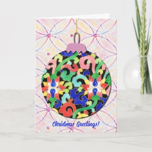  Stijl Kerst Ornament Roze Art Kaart (Voorkant)