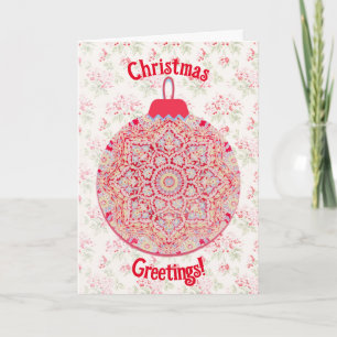 stijl Kerstmis Ornament Bloemen Kaart