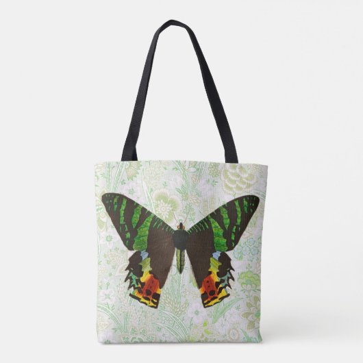 Stijl Kleurrijke Vlinder Bloemen Canvas tas (Achterkant)