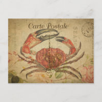 stijl krab Franse carte Postale