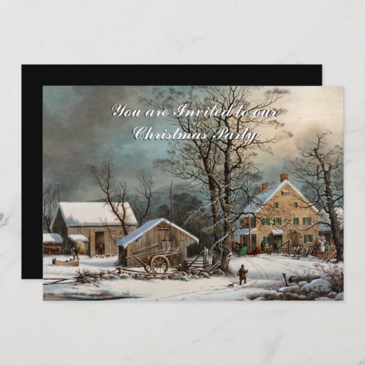  stijl Land Winter Kerstuitnodiging Kaart (Voorkant / Achterkant)