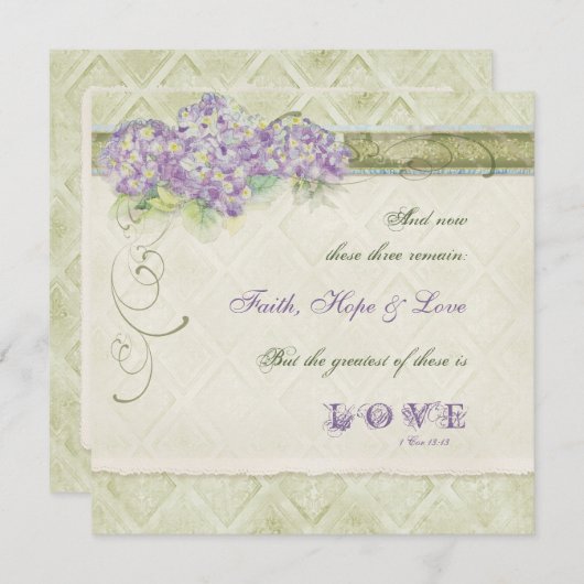 stijl Lila hortensia - bruiloft uitnodiging (Voorkant / Achterkant)