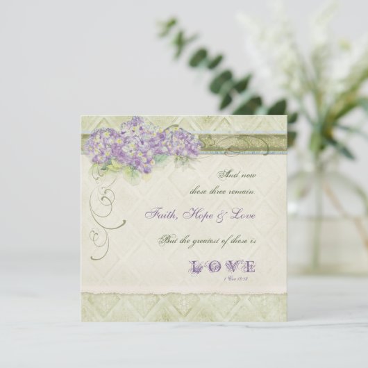  stijl Lila hortensia - bruiloft uitnodiging (Staand voorkant)