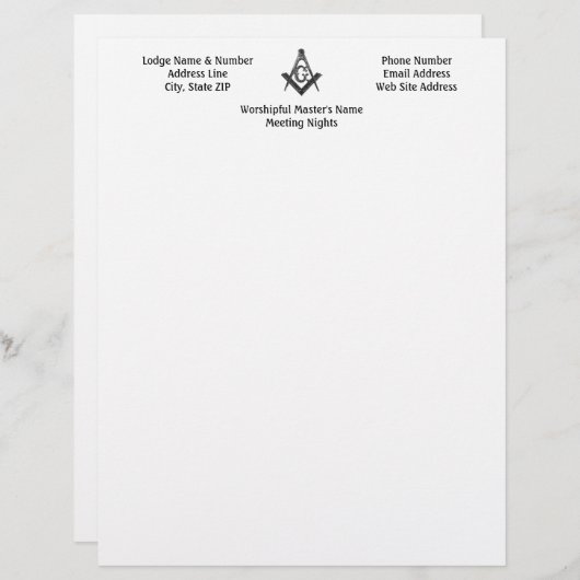 stijl Masonic Lodge Letterhead Persoonlijk Briefhoofd (Voorkant / Achterkant)