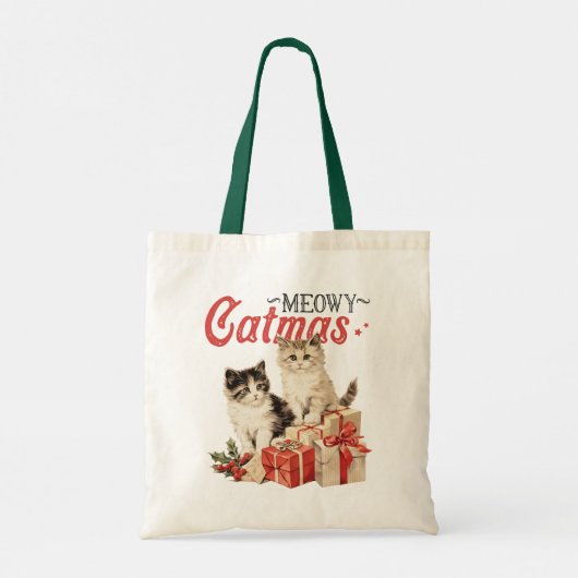 Stijl Meowy Catmas Kat Kerst Tote Bag (Achterkant)