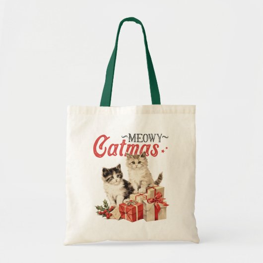 Stijl Meowy Catmas Kat Kerst Tote Bag (Voorkant)