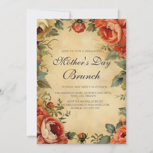 stijl Moederdag brunch Kaart (Voorkant)