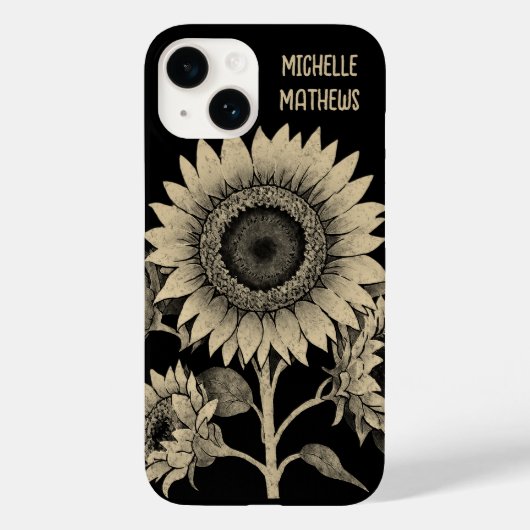  stijl monochromatische zonnebloem schilderij Case-Mate iPhone case (Achterkant)