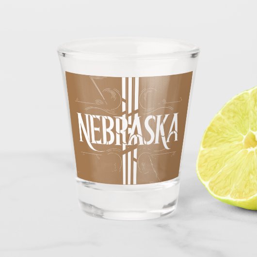 stijl Nebraska tekst ontwerp Shot Glas (Voorkant)