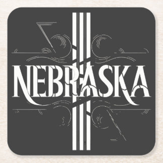  stijl Nebraska tekst ontwerp Vierkante Kartonnen Onderzetter