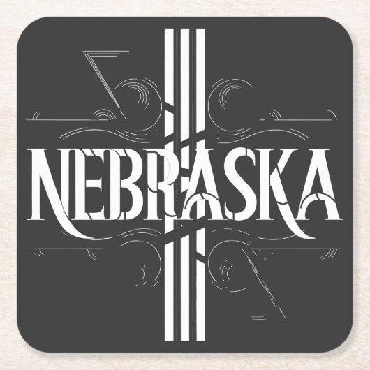 stijl Nebraska tekst ontwerp Vierkante Kartonnen Onderzetter (Voorkant)