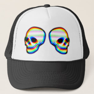 Stijl neontrendy van de tekening van de schedel trucker pet