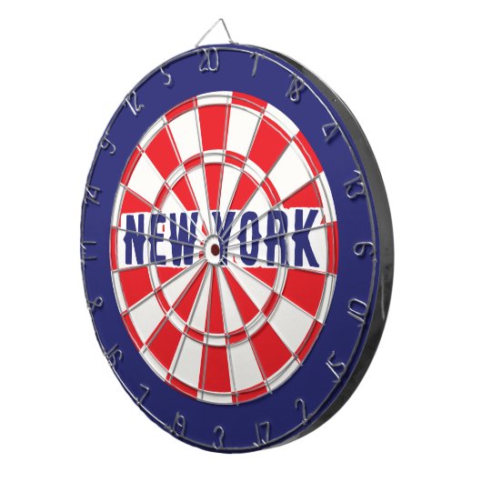 stijl New York White Navy en Red Dartbord (Voorkant Rechts)