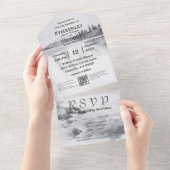  Stijl Niagara Herfsten Zwart Wit QR Code All In One Uitnodiging (Afscheurbaar)