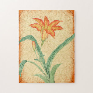  stijl Oranje Lily Flower Floral Puzzel