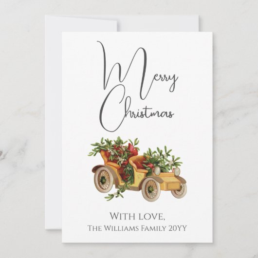 stijl Oude auto Mistletoe Kerst Feestdagenkaart (Voorkant)