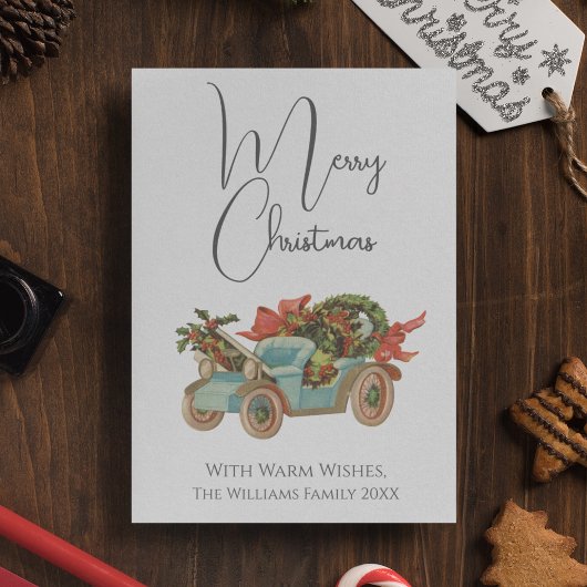 stijl Oude auto, pretkerst Feestdagenkaart