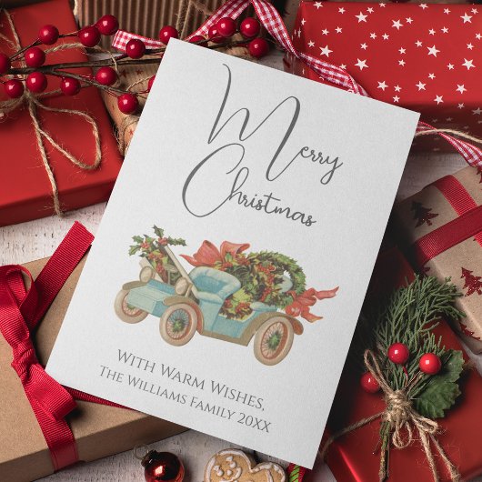 stijl Oude auto, pretkerst Feestdagenkaart