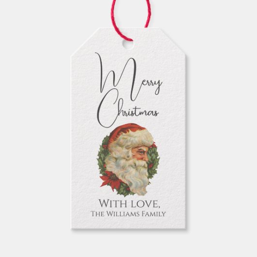 stijl Oude kerstkerstman Cadeaulabel (Voorkant)