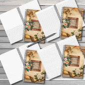  Stijl Oude Papier Bloemen op Hessian Notitieboek