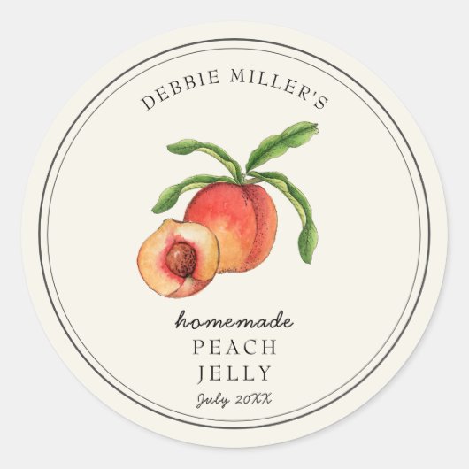  stijl Perzik op gebroken witte Jelly potje Ronde Sticker (Voorkant)