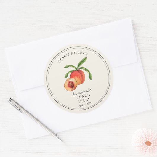  stijl Perzik op gebroken witte Jelly potje Ronde Sticker (Envelop)