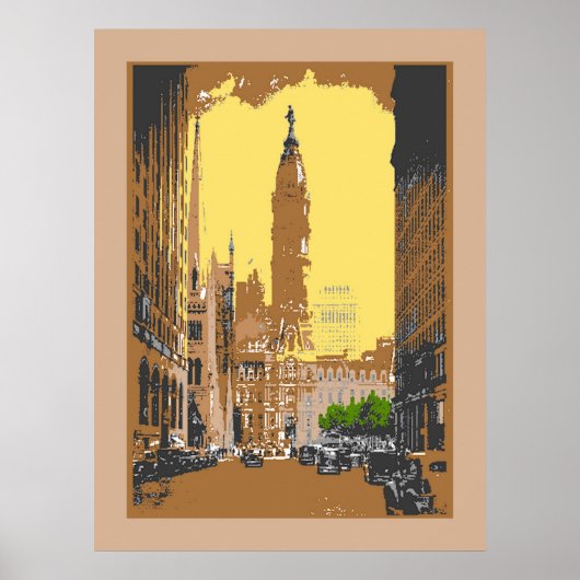  stijl Philadelphia City Hall Poster (Voorkant)