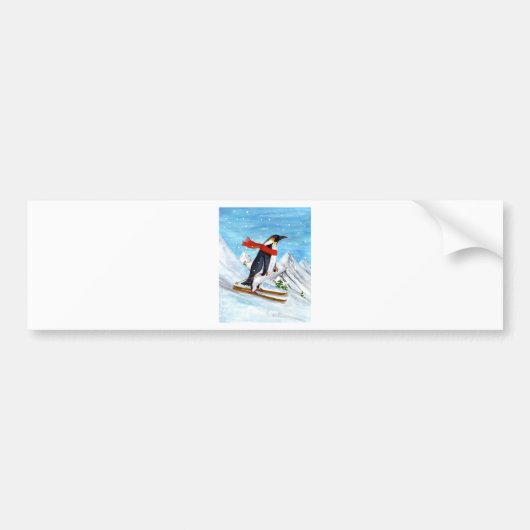  stijl pinguïn afdaling skiën bumpersticker (Voorkant)