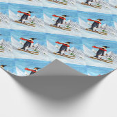  stijl pinguïn afdaling skiën cadeaupapier (Hoek)