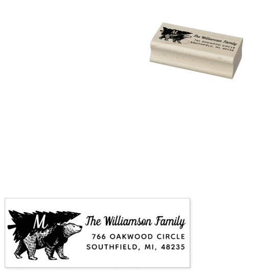  stijl Polar Beer Tree levering Monogram Rubberstempel (Gestempeld)