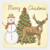  stijl pretkerst vierkante sticker (Voorkant)