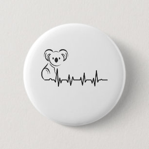 stijl Retro Heartbeat Koala Animals Gift Ronde Button 5,7 Cm