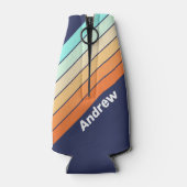  stijl Retro Strepen met Naam Flesjeskoeler (Achterkant)