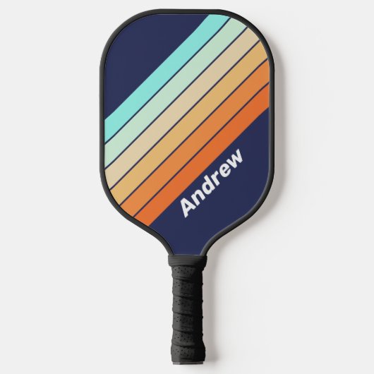 stijl Retro Strepen met Naam Pickleball Paddle (Voorkant)