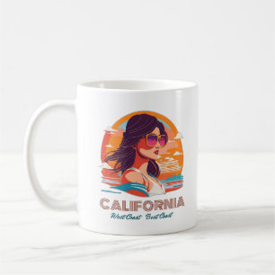  Stijl Retrowave 80s Californië Zonsondergang Meis Koffiemok