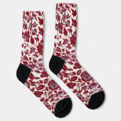  Stijl Rode en Blauwe Bloemen Sokken (Rechts)