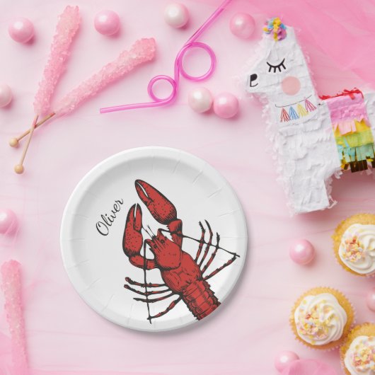 stijl rode kreeft ontwerp papieren bordje (Feest)