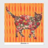 Stijl Roos Bloemen Kunst Kat Grote Sticker (Vel)