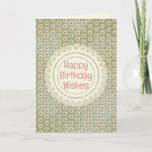 stijl Roos Doily Green Damask Verjaardag Kaart