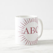  Stijl Roos Goud Sunburst Custom Monogram Koffiemok (Voorkant rechts)