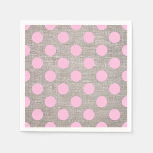 stijl Roze Polka Dots op Burlap Servet