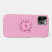 Stijl Roze Zon Burst Custom Monogram Case-Mate iPhone Case (Achterkant (horizontaal))
