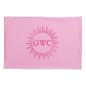  Stijl Roze Zon Burst Custom Monogram Kussensloop (Achterkant)