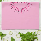 Stijl Roze Zon Burst Custom Monogram Theedoek (Gevouwen)