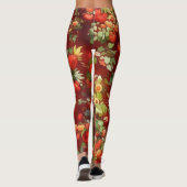  Stijl Rozen Art Granaat Rode Leggings (Achterkant)