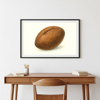 stijl Rugby Ball Waterverf Art Poster