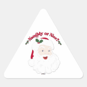 stijl Santa Naughty of Nice? Driehoek Sticker