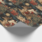 stijl Santa Riding Reindeer Design Cadeaupapier (Hoek)